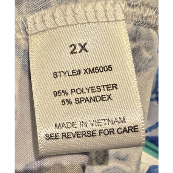 Women's 2X Sleeveless Top Blue Floral Split V Neck Henley by Blue Mood - Picture 5 of 8